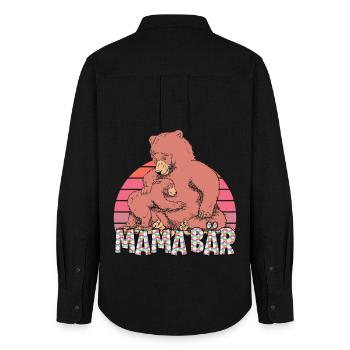 Soon Mama MOTHER BEAR Funny - Women's Oxford Shirt - black - Back - AI Model Female 172 light (172cm)