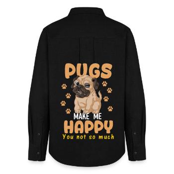 Chemise Pugs Make Me Happy - Chemise Oxford Femme - noir - Dos - AI Model Female 172 light (172cm)