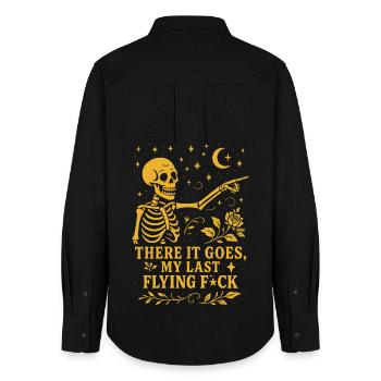Je m’en fous plus Skeleton with Rose - Chemise Oxford Femme - noir - Dos - AI Model Female 172 light (172cm)