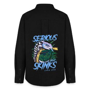 Serious About Blue Tongue Skinks Since 2018 - Women's Oxford Shirt - black - Back - AI Model Female 172 light (172cm)
