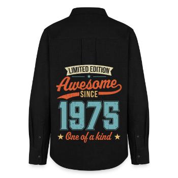 Awesome Since 1975 - Women's Oxford Shirt - black - Back - AI Model Female 172 light (172cm)