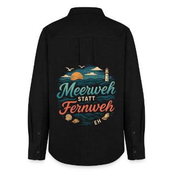 Seasickness instead of wanderlust - Women's Oxford Shirt - black - Back - AI Model Female 172 light (172cm)