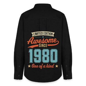 Awesome Since 1980 - Women's Oxford Shirt - black - Back - AI Model Female 172 light (172cm)