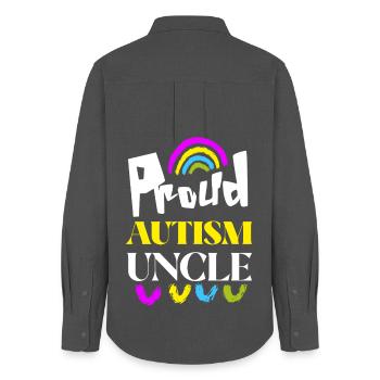 Proud Autism Uncle - Women's Oxford Shirt - anthracite - Back - AI Model Female 172 light (172cm)