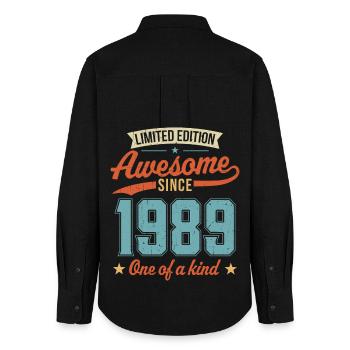 Awesome Since 1989 - Women's Oxford Shirt - black - Back - AI Model Female 172 light (172cm)