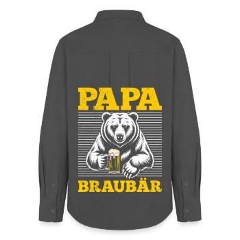 Werdender Vater PAPA BRAUBÄR Lustiges - Frauen Oxford Hemd - Anthrazit - Hinten - AI Model Female 172 light (172cm)