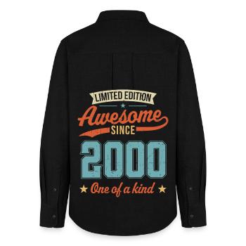 Awesome Since 2000 - Women's Oxford Shirt - black - Back - AI Model Female 172 light (172cm)
