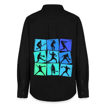Baseball Baseball Players Boys Kids - Women's Oxford Shirt - black - Back - AI Model Female 172 light (172cm)