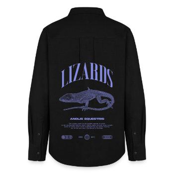 Cuban Knight Anole Reptile Keeper Lizard - Women's Oxford Shirt - black - Back - AI Model Female 172 light (172cm)