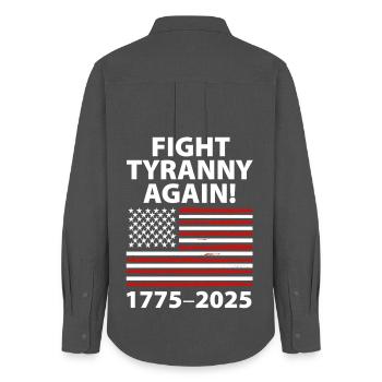 Fight Tyranny Again 1775–2025 Flag Design - Women's Oxford Shirt - anthracite - Back - AI Model Female 172 light (172cm)