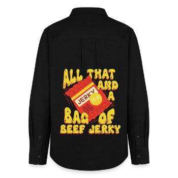 Beef Jerky Dried Meat Biltong Pemmican - Women's Oxford Shirt - black - Back - AI Model Female 172 light (172cm)