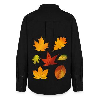 Autumn Fall Leaves - Women's Oxford Shirt - black - Back - AI Model Female 172 light (172cm)