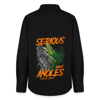 Serious About Cuban Knight Anoles Since 2002 - Women's Oxford Shirt - black - Back - AI Model Female 172 light (172cm)