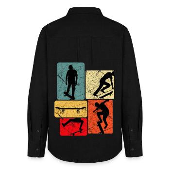 Skateboard Patinage Skateboard Skateur - Chemise Oxford Femme - noir - Dos - AI Model Female 172 light (172cm)