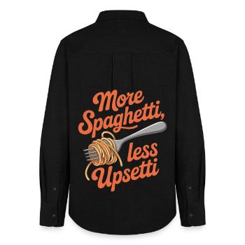 More Spaghetti Less Upsetti - Women's Oxford Shirt - black - Back - AI Model Female 172 light (172cm)