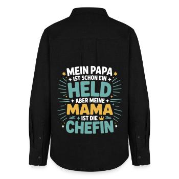 Mein Papa ist Held – aber Mama ist die Chefin - Women's Oxford Shirt - black - Back - AI Model Female 172 light (172cm)