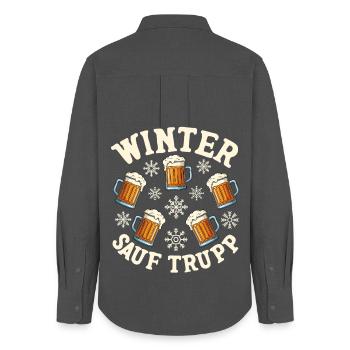 Winter Sauf Trupp - Frauen Oxford Hemd - Anthrazit - Hinten - AI Model Female 172 light (172cm)