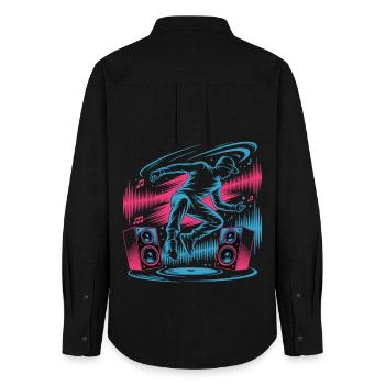 Streetdance Beat – Urban DJ Music Design - Women's Oxford Shirt - black - Back - AI Model Female 172 light (172cm)