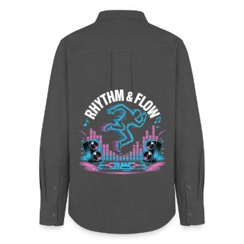 Streetdance Beat – Urban DJ Music Design - Women's Oxford Shirt - anthracite - Back - AI Model Female 172 light (172cm)