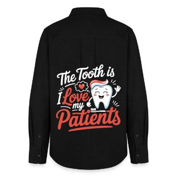 Dental Love : Mes patients - Chemise Oxford Femme - noir - Dos - AI Model Female 172 light (172cm)