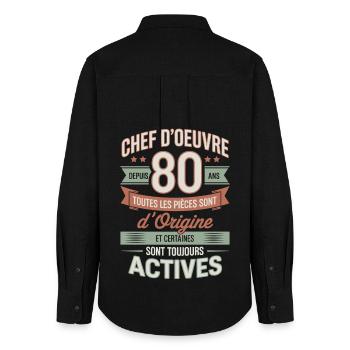 Masterpiece for 80 years anniversary humor - Women's Oxford Shirt - black - Back - AI Model Female 172 light (172cm)