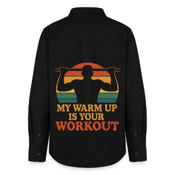 Gymnastique suédoise Gym Workout Mon échauffement est votre - Chemise Oxford Femme - noir - Dos - AI Model Female 172 light (172cm)