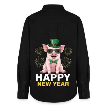 Happy New Year - Frauen Oxford Hemd - Schwarz - Hinten - AI Model Female 172 light (172cm)
