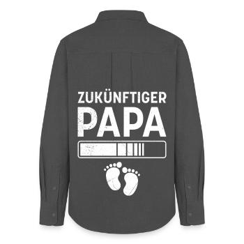 Werdender Vater ZUKÜNFTIGER PAPA Lustiges - Frauen Oxford Hemd - Anthrazit - Hinten - AI Model Female 172 light (172cm)