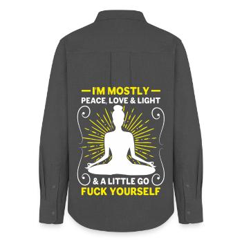Je suis surtout la paix, l’amour et la lumière - Yoga Spirit - Chemise Oxford Femme - charbon - Dos - AI Model Female 172 light (172cm)