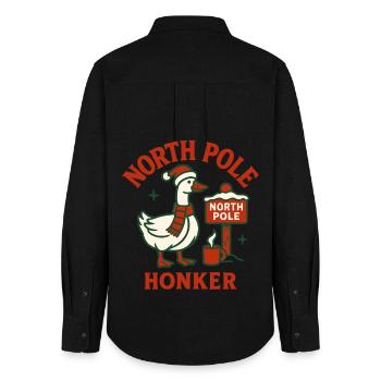 Lustige Gans Weihnachten Santa Nordpol Honker - Frauen Oxford Hemd - Schwarz - Hinten - AI Model Female 172 light (172cm)
