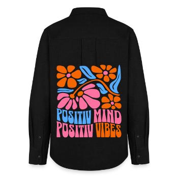 Positiver Geist Positive Vibes - Frauen Oxford Hemd - Schwarz - Hinten - AI Model Female 172 light (172cm)