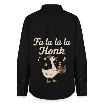 Weihnachtsgans Fa La La La Honk Lustiger Feiertag - Frauen Oxford Hemd - Schwarz - Hinten - AI Model Female 172 light (172cm)