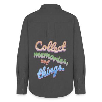 Collect Memories Not Things - Women's Oxford Shirt - anthracite - Back - AI Model Female 172 light (172cm)