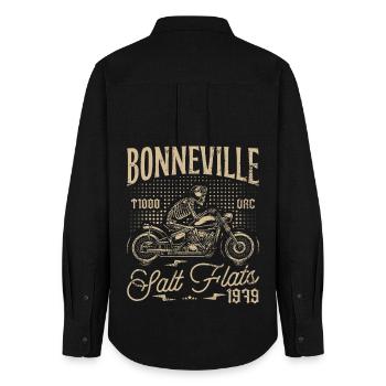 Bonneville Salt Flats Motorrad Geburtstag 1979 - Frauen Oxford Hemd - Schwarz - Hinten - AI Model Female 172 light (172cm)