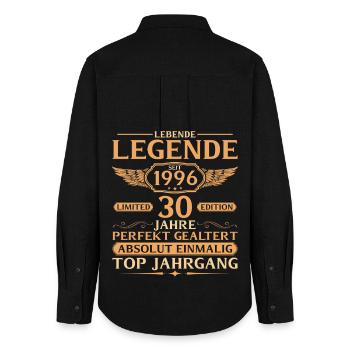 1996 Jahrgang Lebende Legende - 30. Geburtstag - Frauen Oxford Hemd - Schwarz - Hinten - AI Model Female 172 light (172cm)