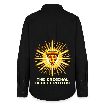 Potion de guérison originale : Pizza | Jeux, Nourriture, Humour - Chemise Oxford Femme - noir - Dos - AI Model Female 172 light (172cm)