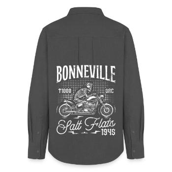 Bonneville Salt Flats Motorcycle Birthday 1945 - Women's Oxford Shirt - anthracite - Back - AI Model Female 172 light (172cm)