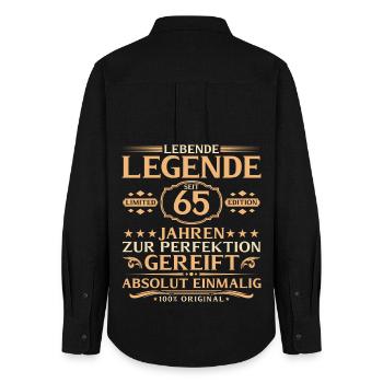 65th Birthday - Living Legend for 65 Years - Women's Oxford Shirt - black - Back - AI Model Female 172 light (172cm)