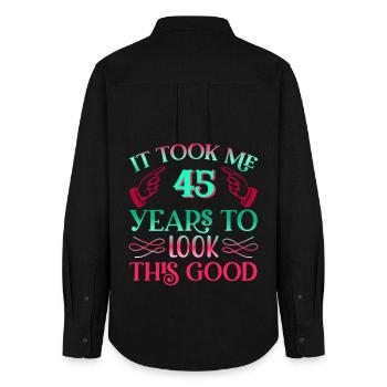 It took 45 years to look so good - Women's Oxford Shirt - black - Back - AI Model Female 172 light (172cm)