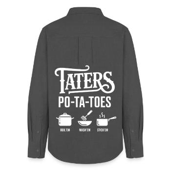 Taters Over Haters Potato - Women's Oxford Shirt - anthracite - Back - AI Model Female 172 light (172cm)