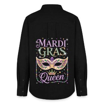 Mardi Gras Queen Carnaval Masque Chemise - Chemise Oxford Femme - noir - Dos - AI Model Female 172 light (172cm)