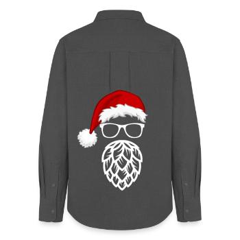 Père Noël houblon amateur de bière Bière de Noël - Chemise Oxford Femme - charbon - Dos - AI Model Female 172 light (172cm)