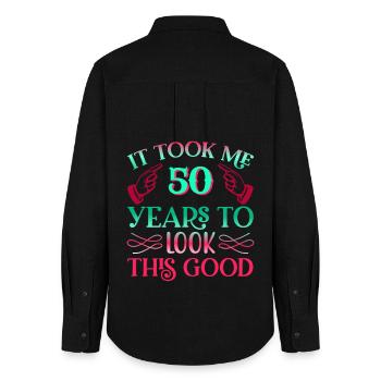 It took 50 years to look so good - Women's Oxford Shirt - black - Back - AI Model Female 172 light (172cm)