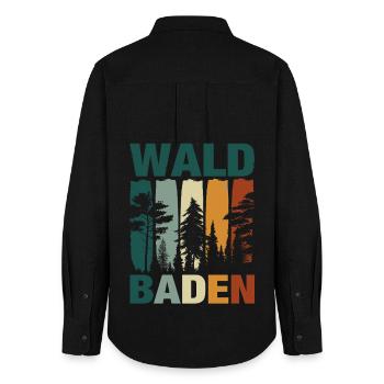 Waldbaden Wald Natur Bäume Shinrin-Yoku Geschenk - Frauen Oxford Hemd - Schwarz - Hinten - AI Model Female 172 light (172cm)