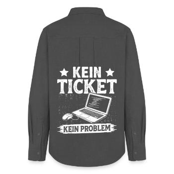 Nerd Computer NO TICKET NO PROBLEM FUNNY - Women's Oxford Shirt - anthracite - Back - AI Model Female 172 light (172cm)