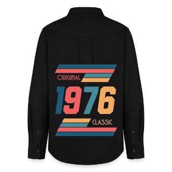 Original 1976 Classic 50th Birthday Shirt Retro - Women's Oxford Shirt - black - Back - AI Model Female 172 light (172cm)