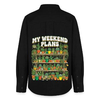 Funny Plant Succulent Cactus Weekend - Women's Oxford Shirt - black - Back - AI Model Female 172 light (172cm)
