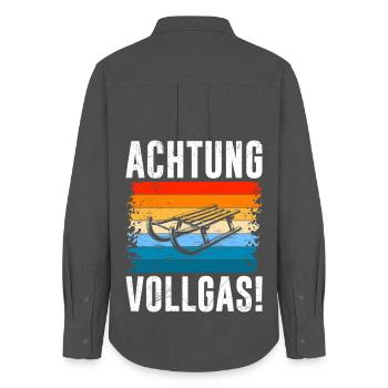Sleds ATTENTION FULL THROTTLE! FUNNY - Women's Oxford Shirt - anthracite - Back - AI Model Female 172 light (172cm)