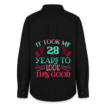 It took 28 years to look so good - Women's Oxford Shirt - black - Back - AI Model Female 172 light (172cm)