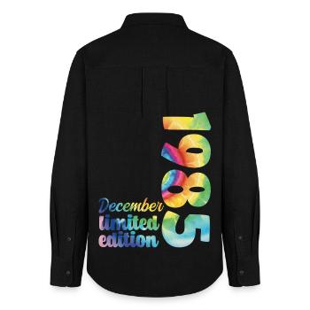 Geburtstag Dezember 1985 Geschenk Tie And Dye T-Shirt - Frauen Oxford Hemd - Schwarz - Hinten - AI Model Female 172 light (172cm)